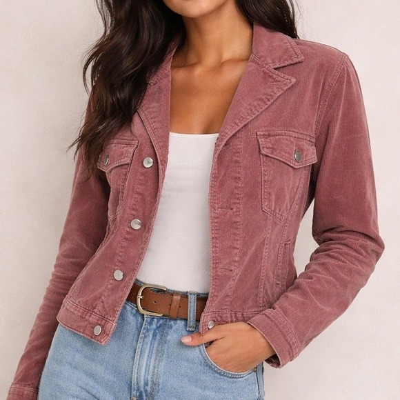 Dear John Jackets & Blazers - Dear John Dusty Rose Corduroy Jacket Stretch Fitted Indie Western Chic Size L